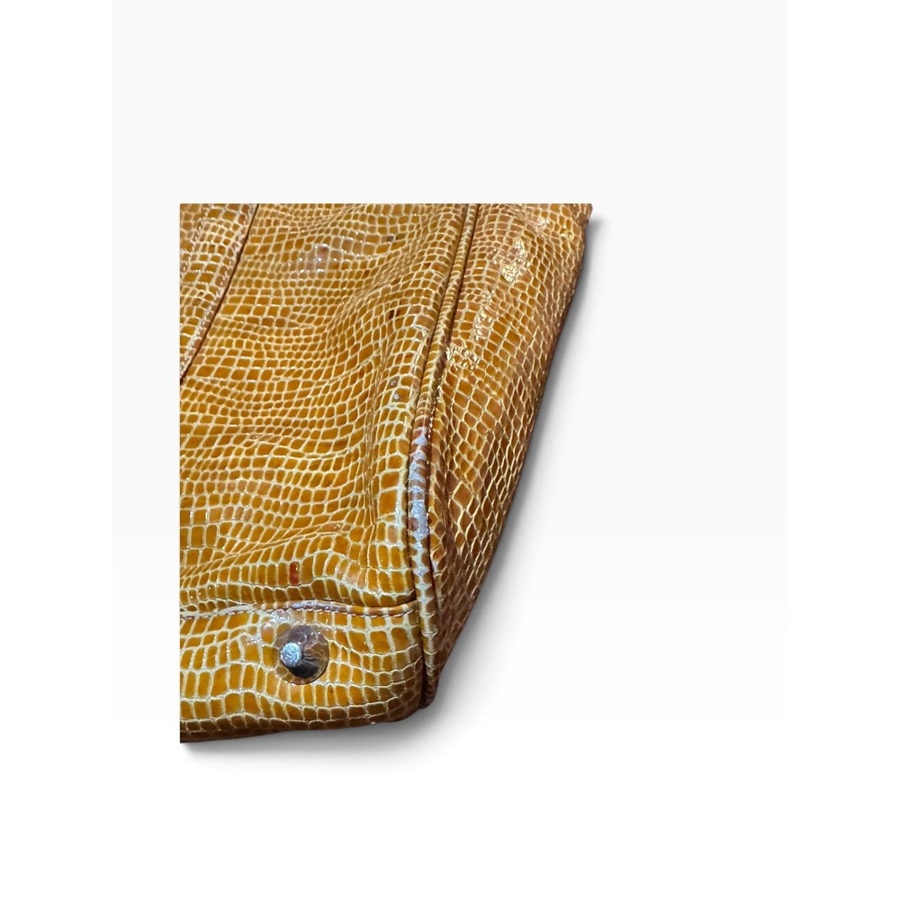 BCBG Max Azria Yellow Croc Embossed Leather Tote Bag Large Vintage Y2K Mob Wife - Picture 10 of 10